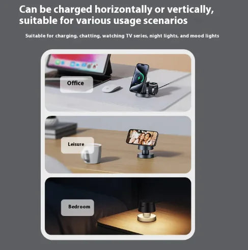 3-in-1 Magnetic Wireless Charger Night Lamp